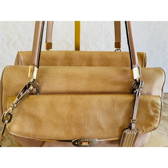 Coach Madison Madeline spectator Lizard Emb Leather Shoulder Bag 26325 Tan - Picture 8 of 10